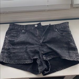 Forever 21 Black Distressed Denim Shorts